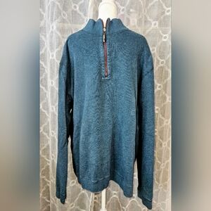 Tommy Bahama Men's Teal Zip-Up Sweater - Size 3X
